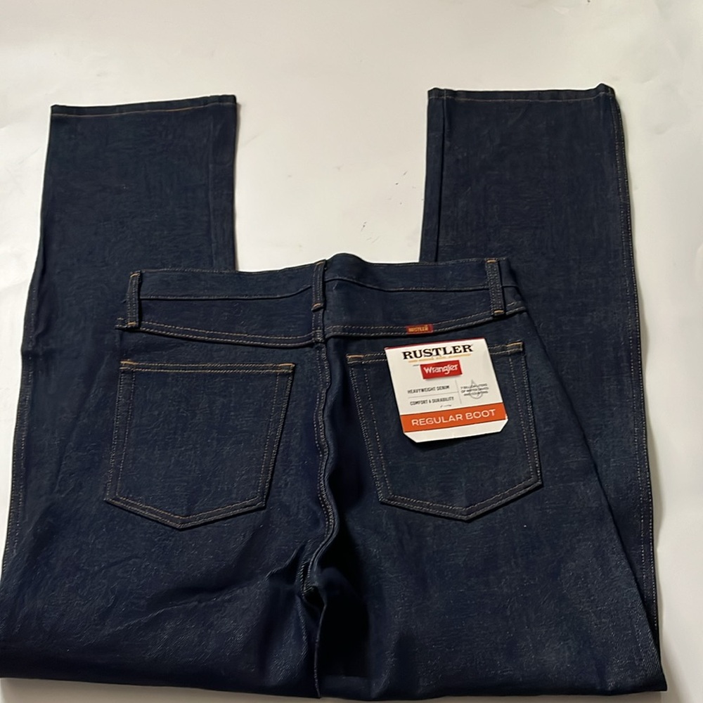 NWT  Vintage Rustler Blue Denim Dark Wash Straight Leg Jeans Men's 32 x32  90s
